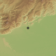 Shaded relief of the 60 km around Piamonte, drawn from the GMTED2010 grid