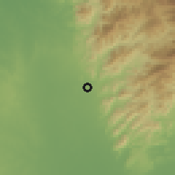 Shaded relief of the 60 km around Ariguaní, drawn from the GMTED2010 grid