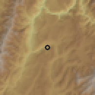 Shaded relief of the 60 km around Pinchote, drawn from the GMTED2010 grid