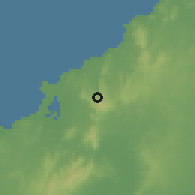 Shaded relief of the 60 km around Piojó, drawn from the GMTED2010 grid