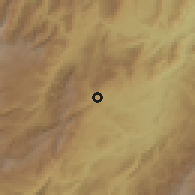 Shaded relief of the 60 km around Pital, drawn from the GMTED2010 grid