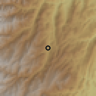 Shaded relief of the 60 km around Planadas, drawn from the GMTED2010 grid