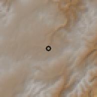 Shaded relief of the 60 km around Potosí, drawn from the GMTED2010 grid