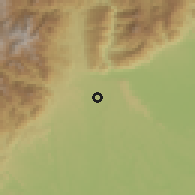 Shaded relief of the 60 km around Puerto Guzmán, drawn from the GMTED2010 grid