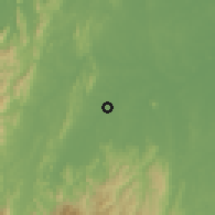 Shaded relief of the 60 km around Puerto Libertador, drawn from the GMTED2010 grid