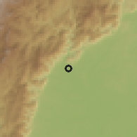 Shaded relief of the 60 km around Puerto Rico, drawn from the GMTED2010 grid