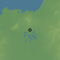 Shaded relief of the 60 km around Purísima, drawn from the GMTED2010 grid