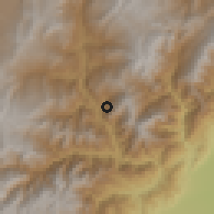 Shaded relief of the 60 km around Quetame, drawn from the GMTED2010 grid