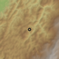 Shaded relief of the 60 km around Quípama, drawn from the GMTED2010 grid