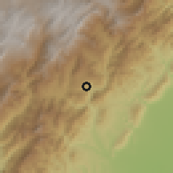 Shaded relief of the 60 km around Recetor, drawn from the GMTED2010 grid
