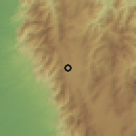 Shaded relief of the 60 km around Río de Oro, drawn from the GMTED2010 grid
