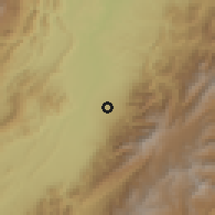 Shaded relief of the 60 km around Rivera, drawn from the GMTED2010 grid