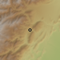 Shaded relief of the 60 km around Rovira, drawn from the GMTED2010 grid