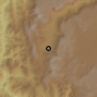 Shaded relief of the 60 km around Sabaneta, drawn from the GMTED2010 grid