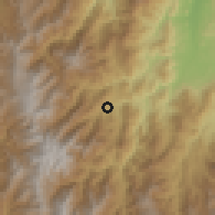 Shaded relief of the 60 km around Salazar, drawn from the GMTED2010 grid
