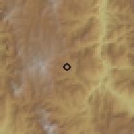 Shaded relief of the 60 km around Salgar, drawn from the GMTED2010 grid