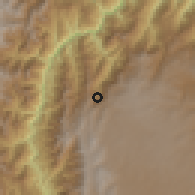 Shaded relief of the 60 km around San Andrés, drawn from the GMTED2010 grid