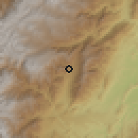 Shaded relief of the 60 km around San Antonio, drawn from the GMTED2010 grid