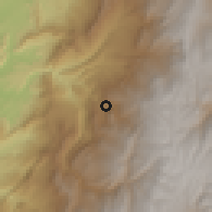 Shaded relief of the 60 km around San Bernardo, drawn from the GMTED2010 grid