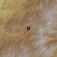 Shaded relief of the 60 km around San Bernardo, drawn from the GMTED2010 grid