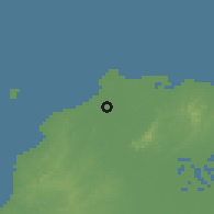 Shaded relief of the 60 km around San Bernardo Viento, drawn from the GMTED2010 grid