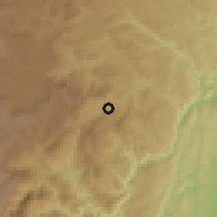 Shaded relief of the 60 km around San Carlos, drawn from the GMTED2010 grid