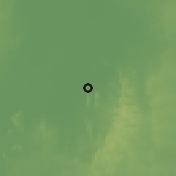 Shaded relief of the 60 km around San Carlos, drawn from the GMTED2010 grid