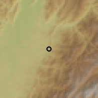 Shaded relief of the 60 km around Baraya, drawn from the GMTED2010 grid