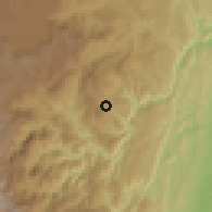 Shaded relief of the 60 km around San Luis, drawn from the GMTED2010 grid