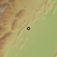 Shaded relief of the 60 km around San Luis, drawn from the GMTED2010 grid