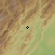 Shaded relief of the 60 km around San Luis de Gaceno, drawn from the GMTED2010 grid