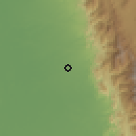 Shaded relief of the 60 km around San Martín, drawn from the GMTED2010 grid