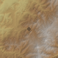 Shaded relief of the 60 km around San Pablo, drawn from the GMTED2010 grid