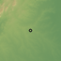 Shaded relief of the 60 km around San Pedro, drawn from the GMTED2010 grid