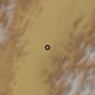 Shaded relief of the 60 km around San Pedro, drawn from the GMTED2010 grid