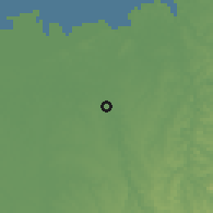 Shaded relief of the 60 km around Santa Bárbara, drawn from the GMTED2010 grid