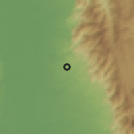 Shaded relief of the 60 km around Aguachica, drawn from the GMTED2010 grid