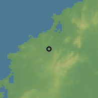 Shaded relief of the 60 km around Santa Catalina, drawn from the GMTED2010 grid