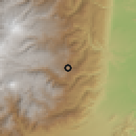 Shaded relief of the 60 km around Santa Isabel, drawn from the GMTED2010 grid