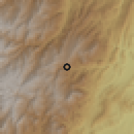 Shaded relief of the 60 km around Santa Maria, drawn from the GMTED2010 grid