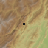 Shaded relief of the 60 km around Santa Maria, drawn from the GMTED2010 grid