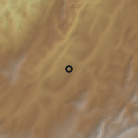 Shaded relief of the 60 km around Santana, drawn from the GMTED2010 grid