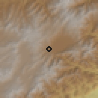Shaded relief of the 60 km around Santiago, drawn from the GMTED2010 grid