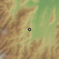 Shaded relief of the 60 km around Santiago, drawn from the GMTED2010 grid