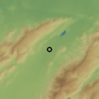 Shaded relief of the 60 km around Barrancas, drawn from the GMTED2010 grid