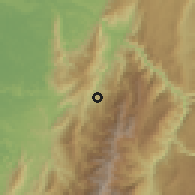 Shaded relief of the 60 km around San Vicente de Chucurí, drawn from the GMTED2010 grid