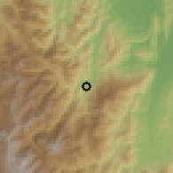 Shaded relief of the 60 km around Sardinata, drawn from the GMTED2010 grid