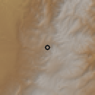Shaded relief of the 60 km around Silvia, drawn from the GMTED2010 grid
