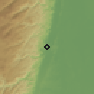 Shaded relief of the 60 km around Simití, drawn from the GMTED2010 grid