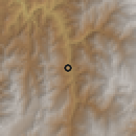 Shaded relief of the 60 km around Soatá, drawn from the GMTED2010 grid